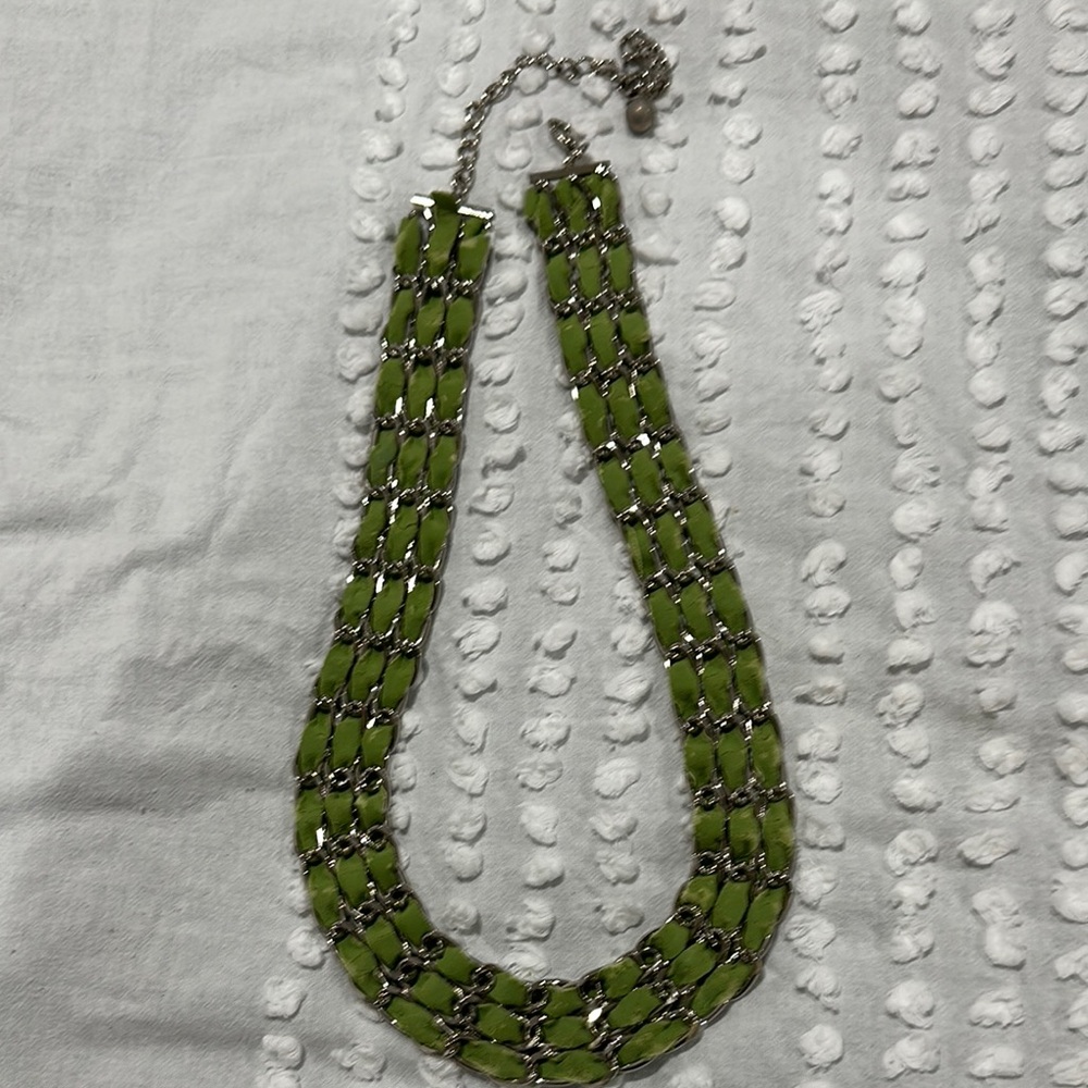 Green and Silver Beaded Belt with Textured Design